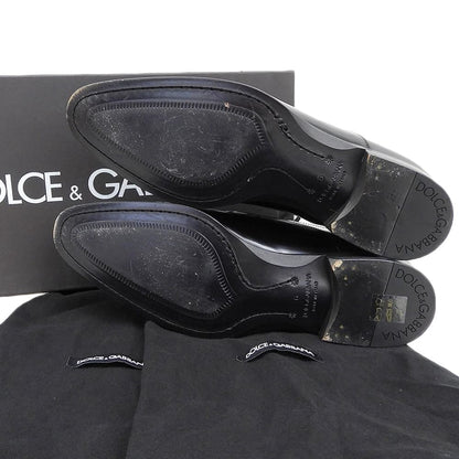 DOLCE&GABBANA Leather Plain Toe Sneakers Black Size 6
