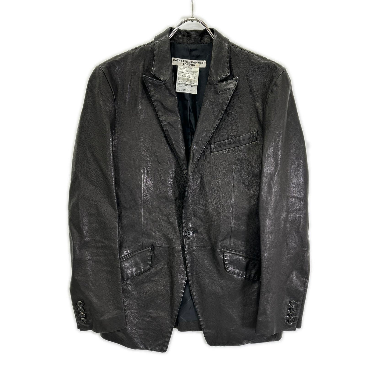 KATHARINEHAMNETT Leather Stitch Design Blazer Brown Size L