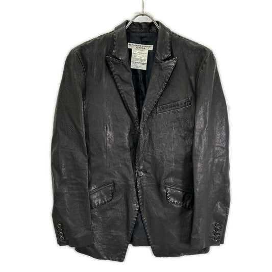 KATHARINEHAMNETT Leather Stitch Design Blazer Brown Size L