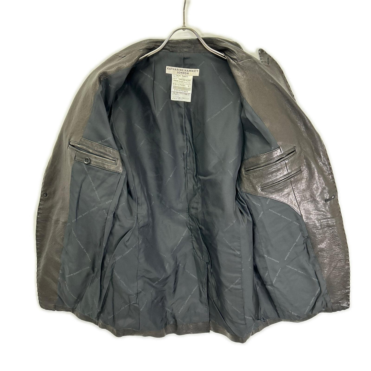 KATHARINEHAMNETT Leather Stitch Design Blazer Brown Size L