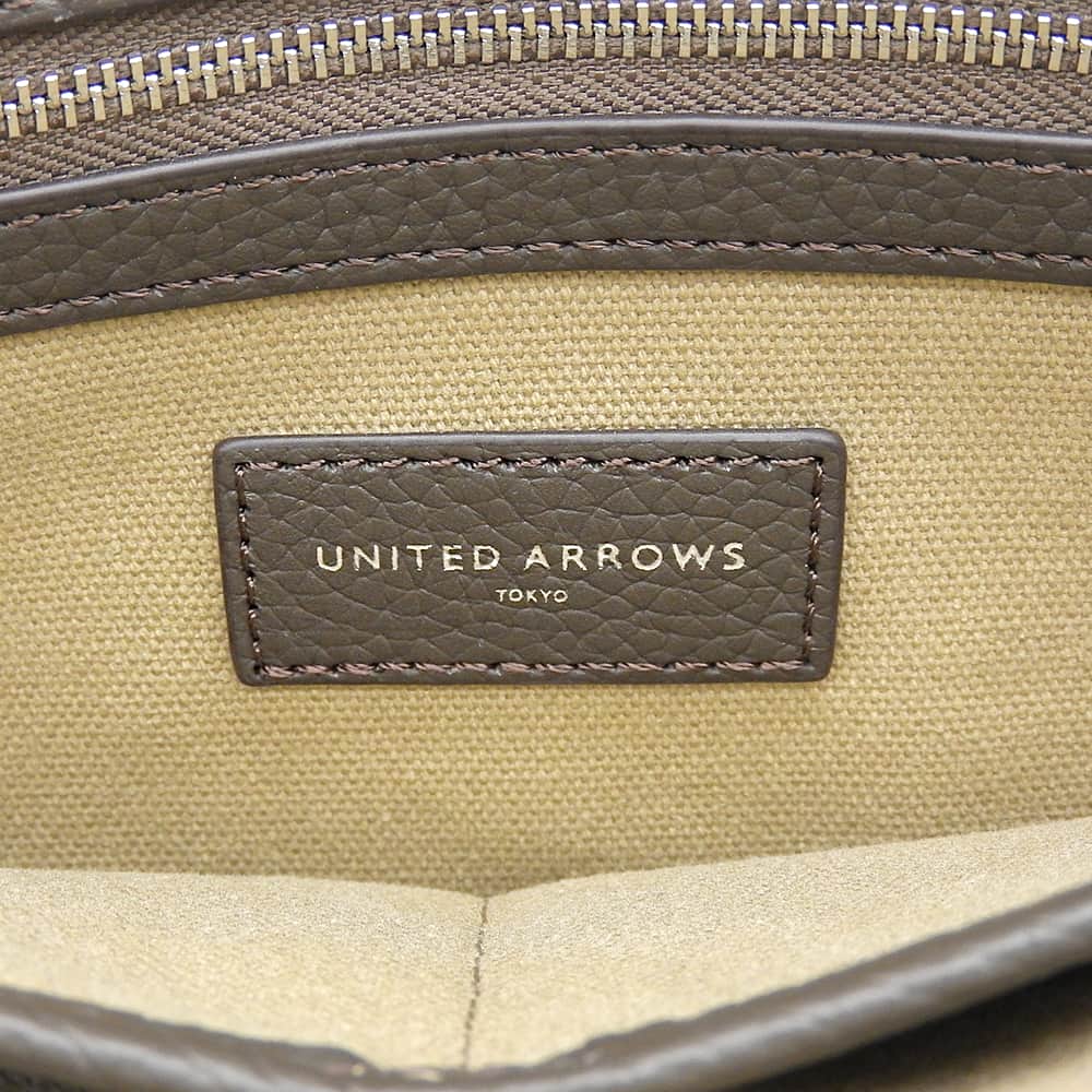 UNITED ARROWS Leather 2-Way Tote Shoulder Bag Dark Brown