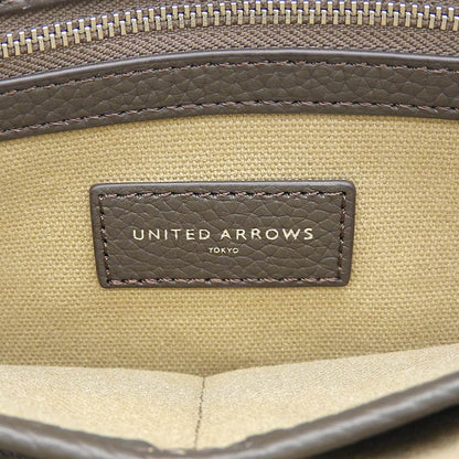 UNITED ARROWS Leather 2-Way Tote Shoulder Bag Dark Brown