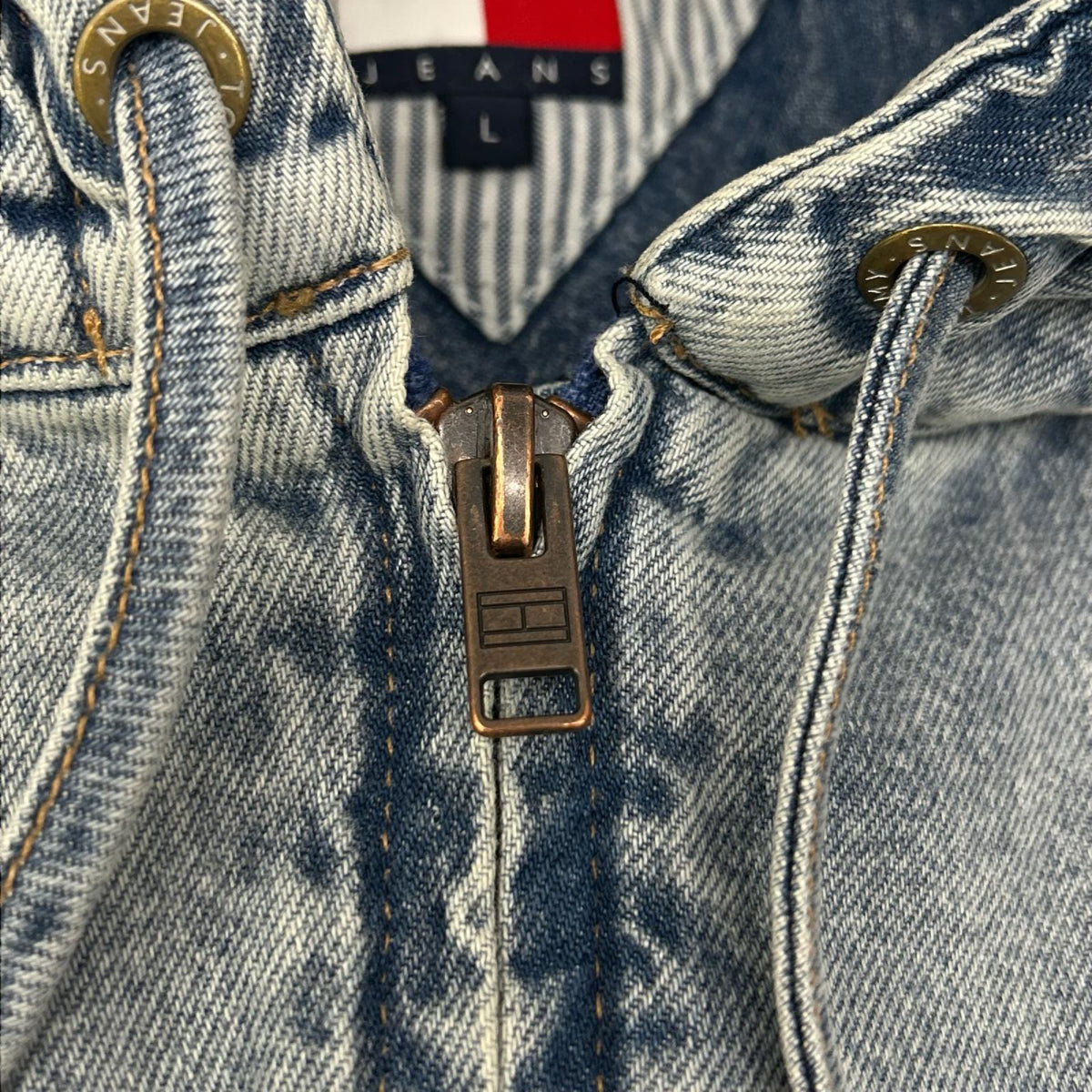 TOMMYHILFIGER Indigo Denim Padded Hooded Jacket Blue Size L