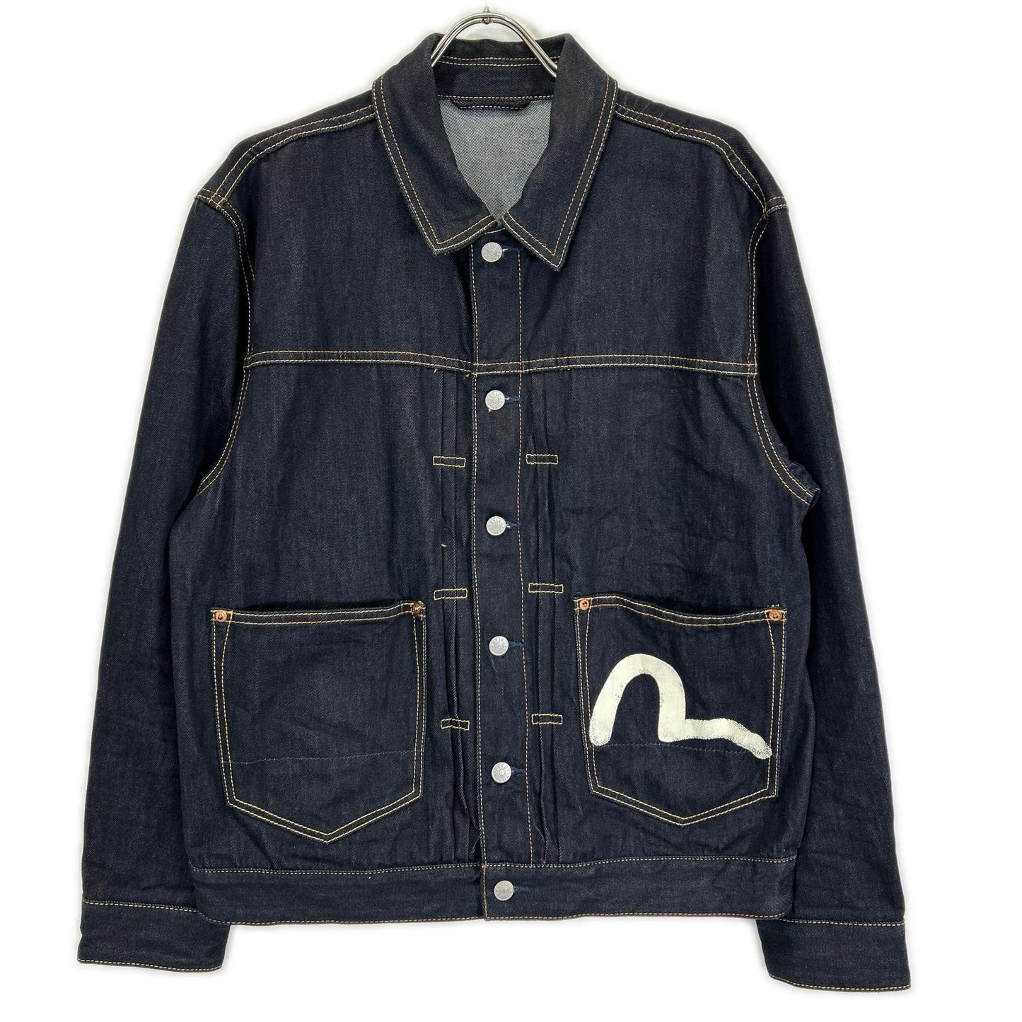 EVISU Ecru Seagull Print Denim Jacket Indigo
