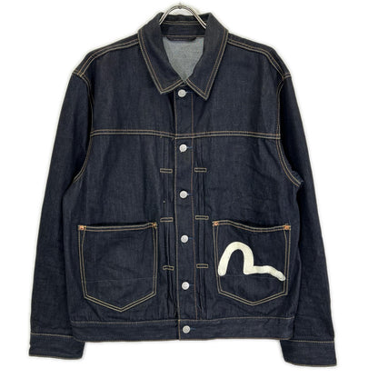 EVISU Ecru Seagull Print Denim Jacket Indigo