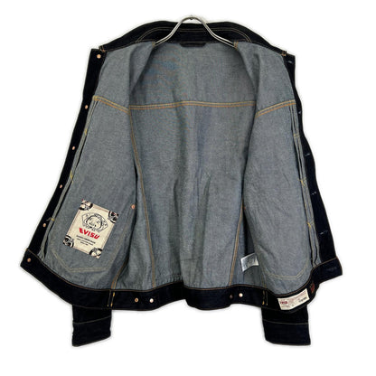 EVISU Ecru Seagull Print Denim Jacket Indigo