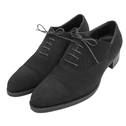 A PIECE OF CRAFTSMAN Suede Punched Cap Shoes Black Size 6.5