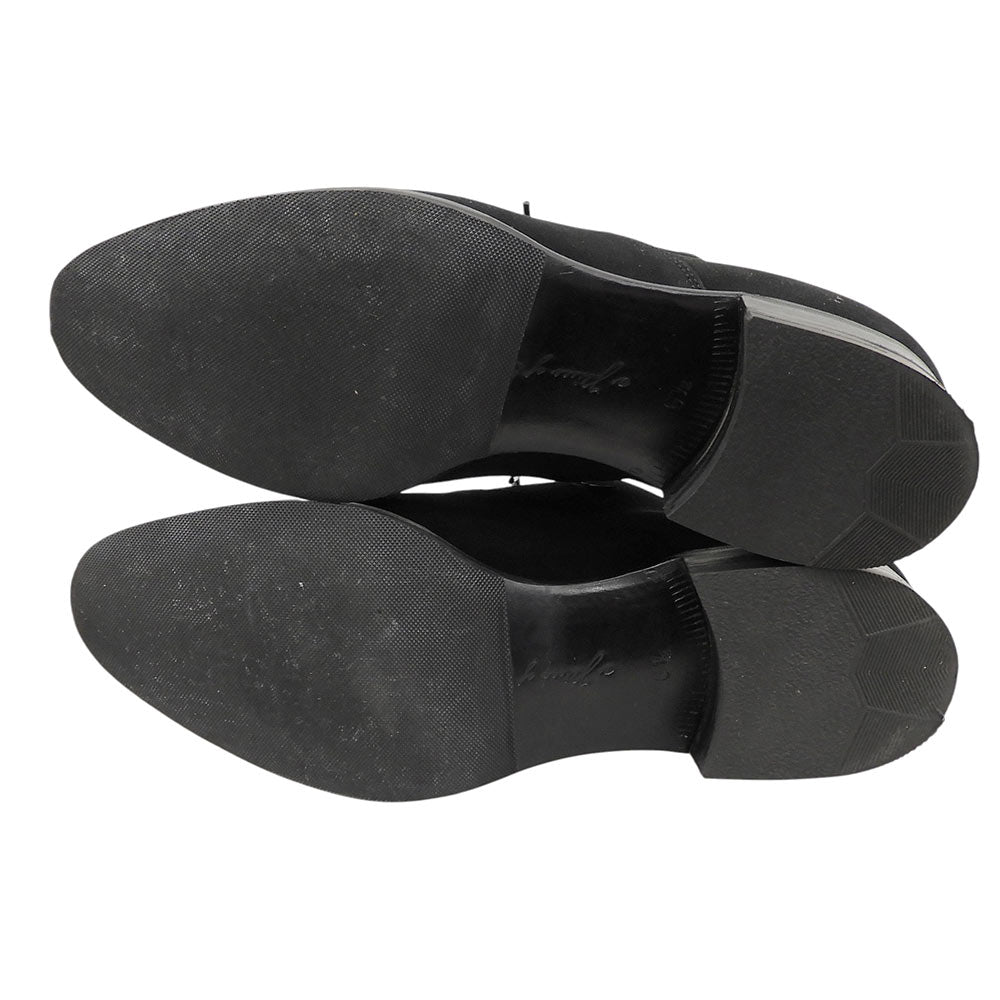 A PIECE OF CRAFTSMAN Suede Punched Cap Shoes Black Size 6.5