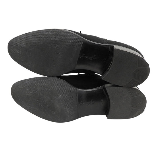 A PIECE OF CRAFTSMAN Suede Punched Cap Shoes Black Size 6.5