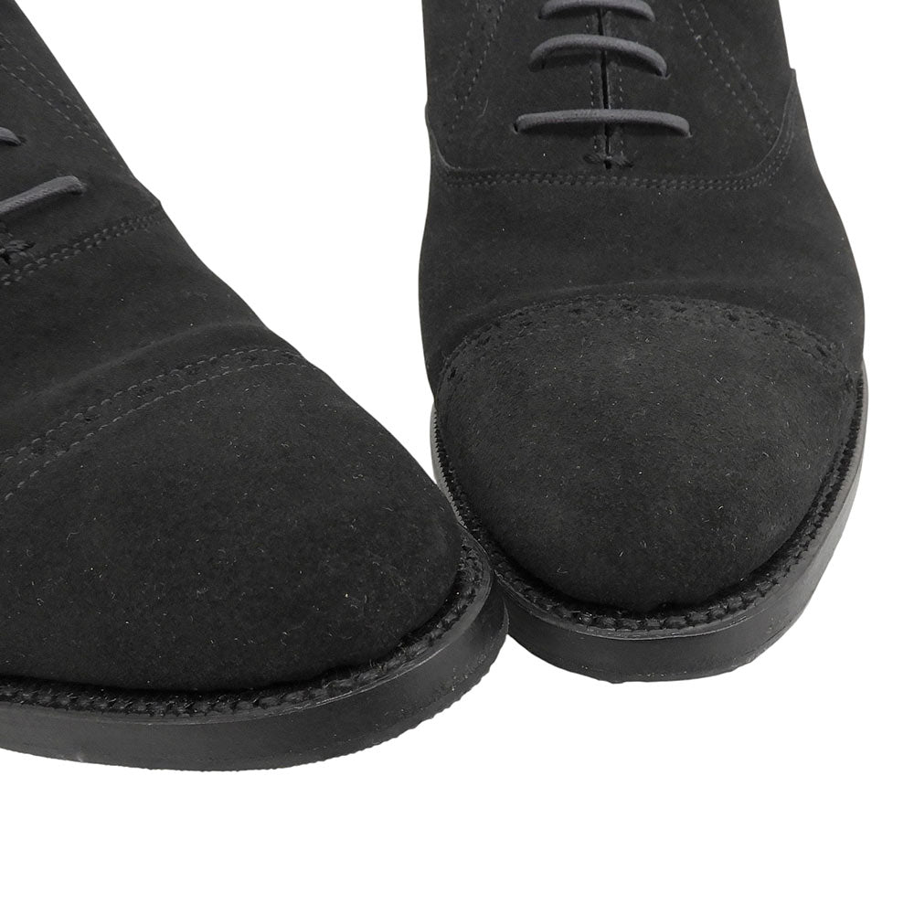 A PIECE OF CRAFTSMAN Suede Punched Cap Shoes Black Size 6.5