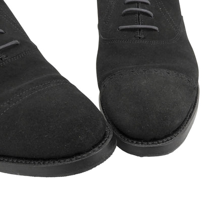 A PIECE OF CRAFTSMAN Suede Punched Cap Shoes Black Size 6.5