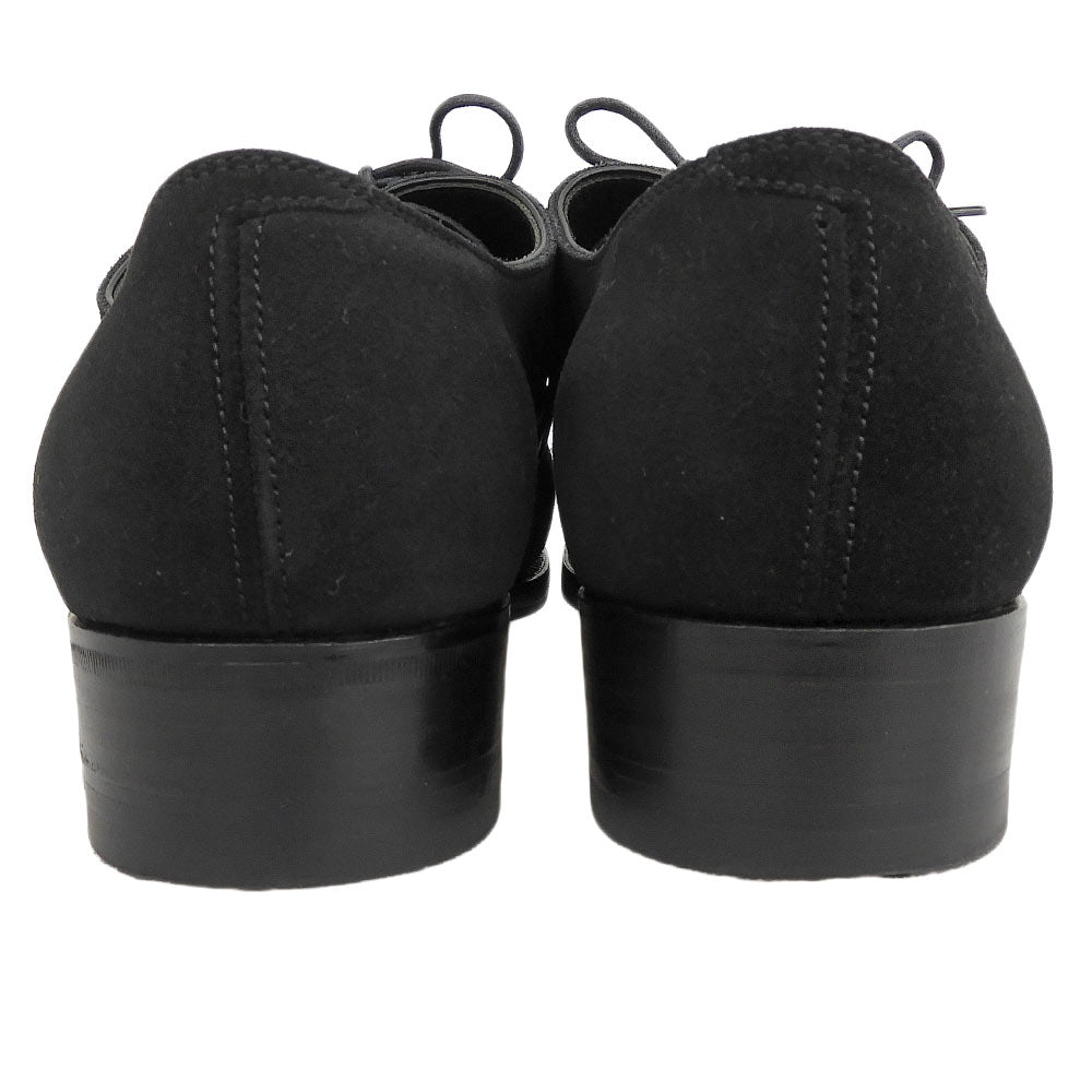 A PIECE OF CRAFTSMAN Suede Punched Cap Shoes Black Size 6.5