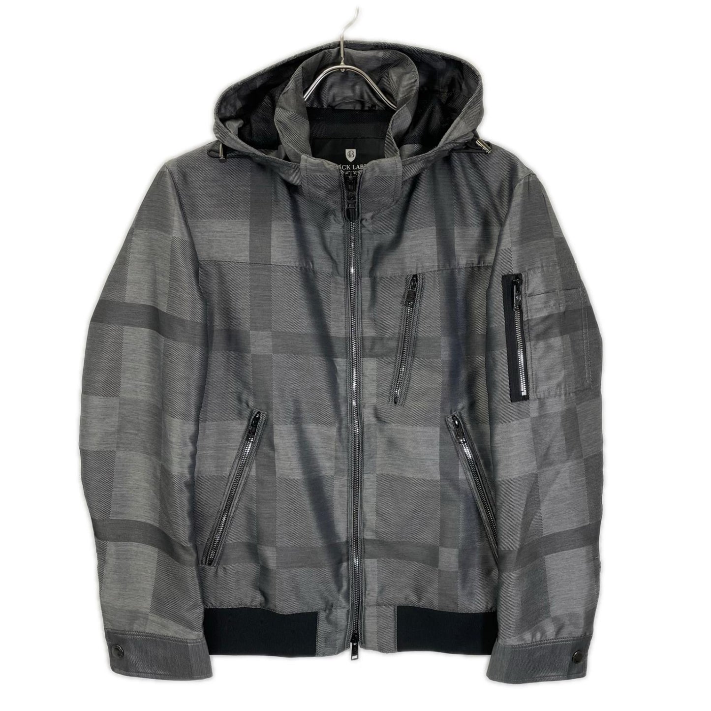 BLACK LABEL CRESTBRIDGE Check Nylon Zip Jacket Gray Size M