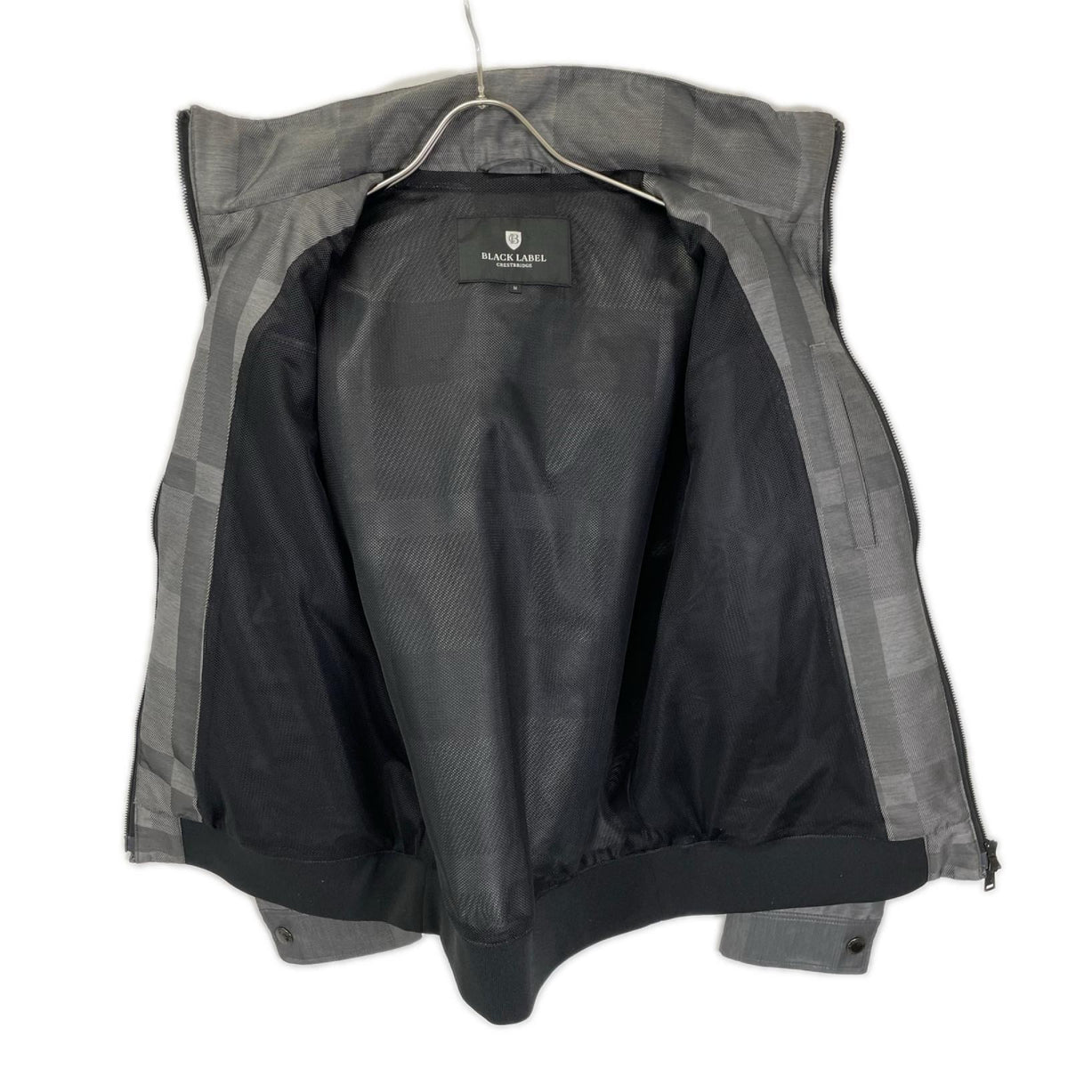 BLACK LABEL CRESTBRIDGE Check Nylon Zip Jacket Gray Size M
