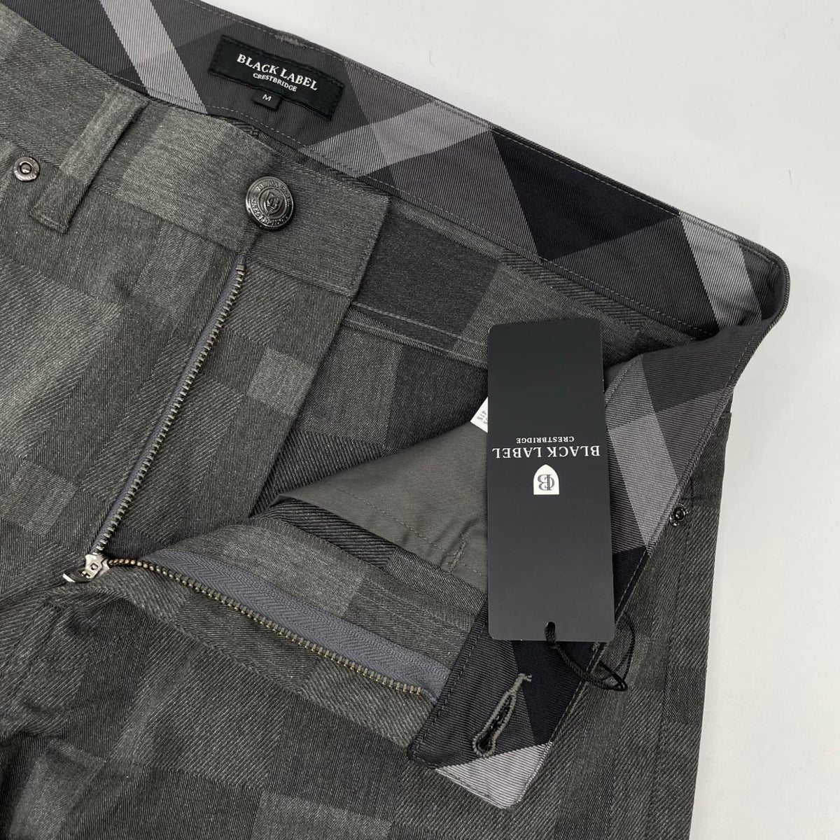BLACK LABEL CRESTBRIDGE Gray Check Cotton Pants Size M