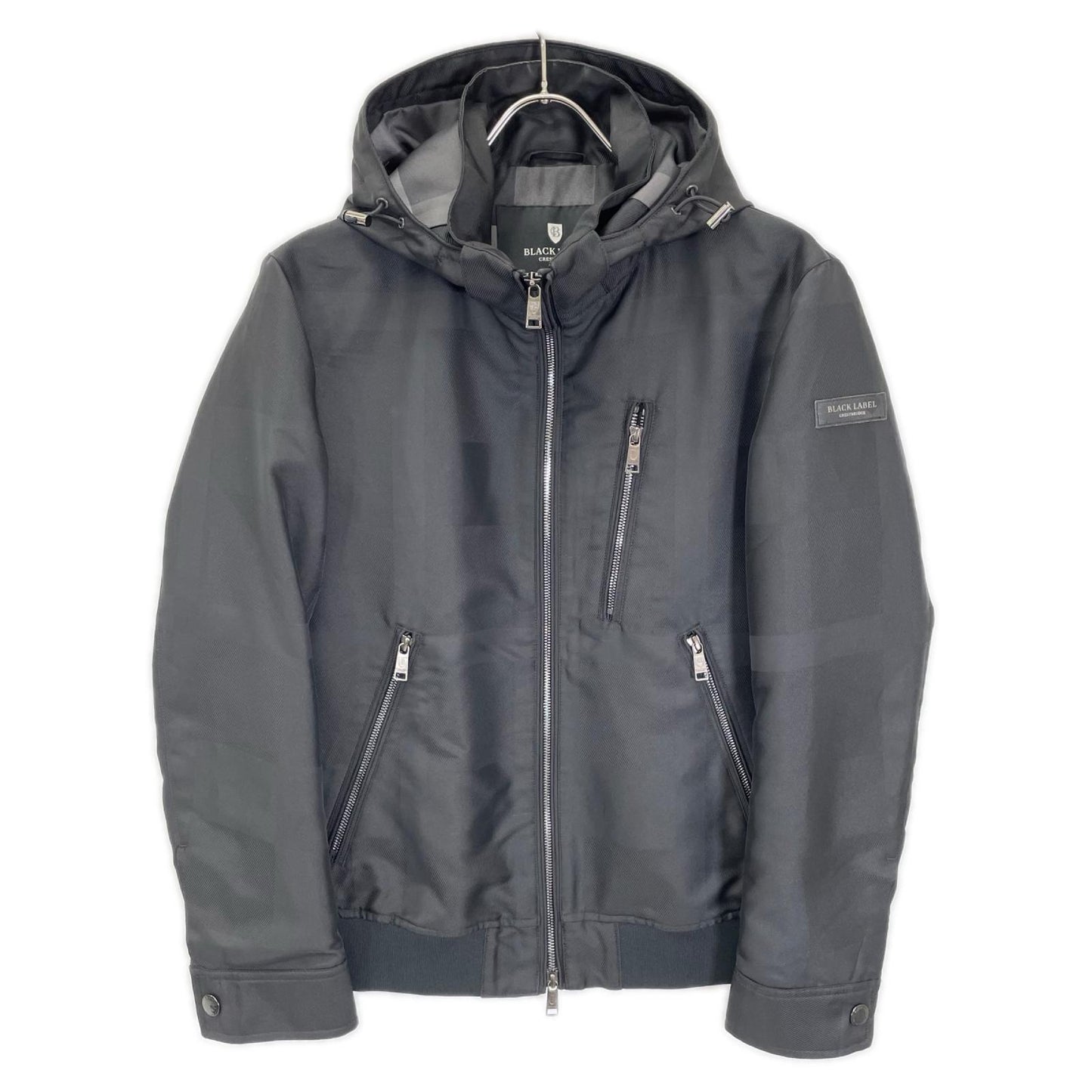 BLACK LABEL CRESTBRIDGE Check Zip Hoodie Jacket Black Size M