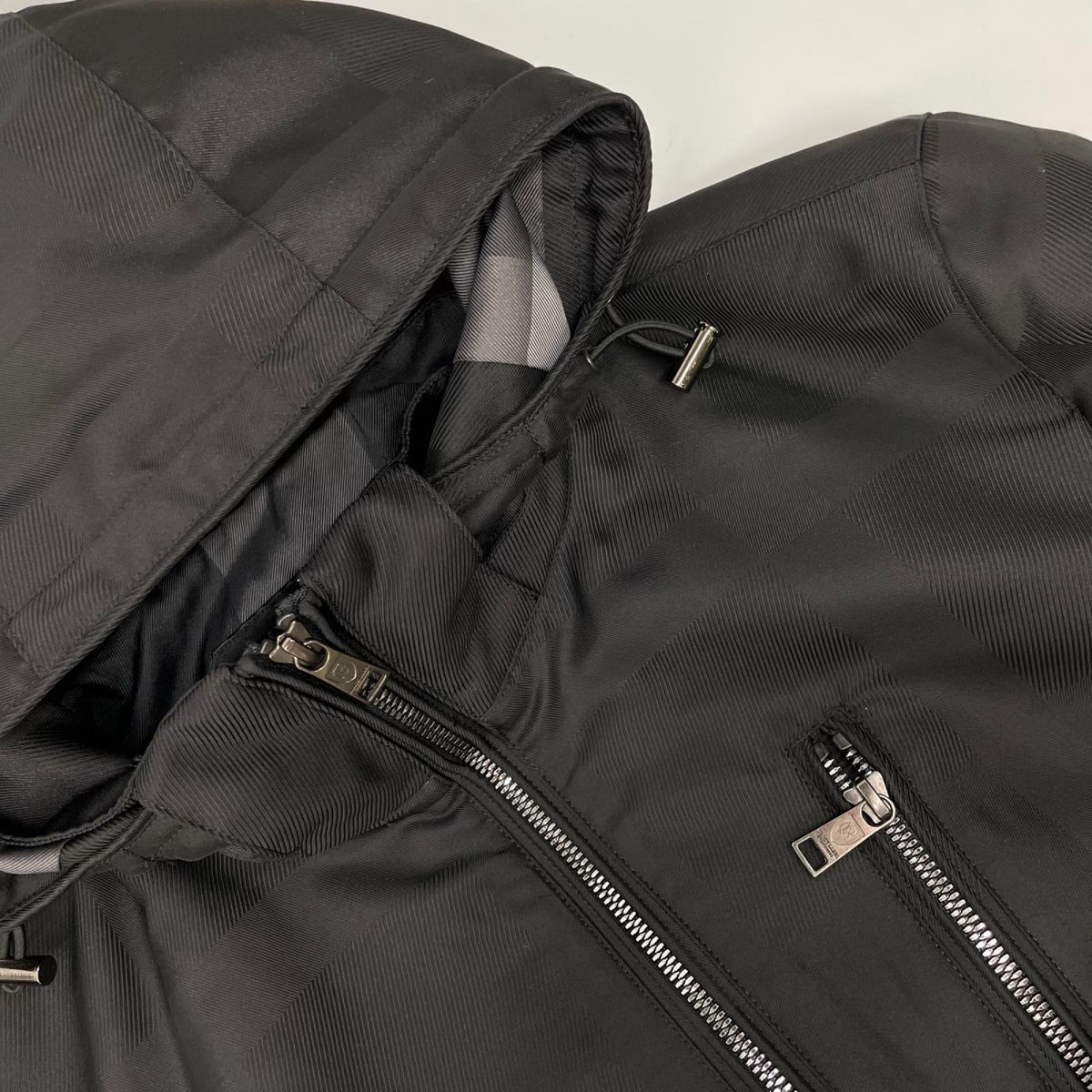 BLACK LABEL CRESTBRIDGE Check Zip Hoodie Jacket Black Size M