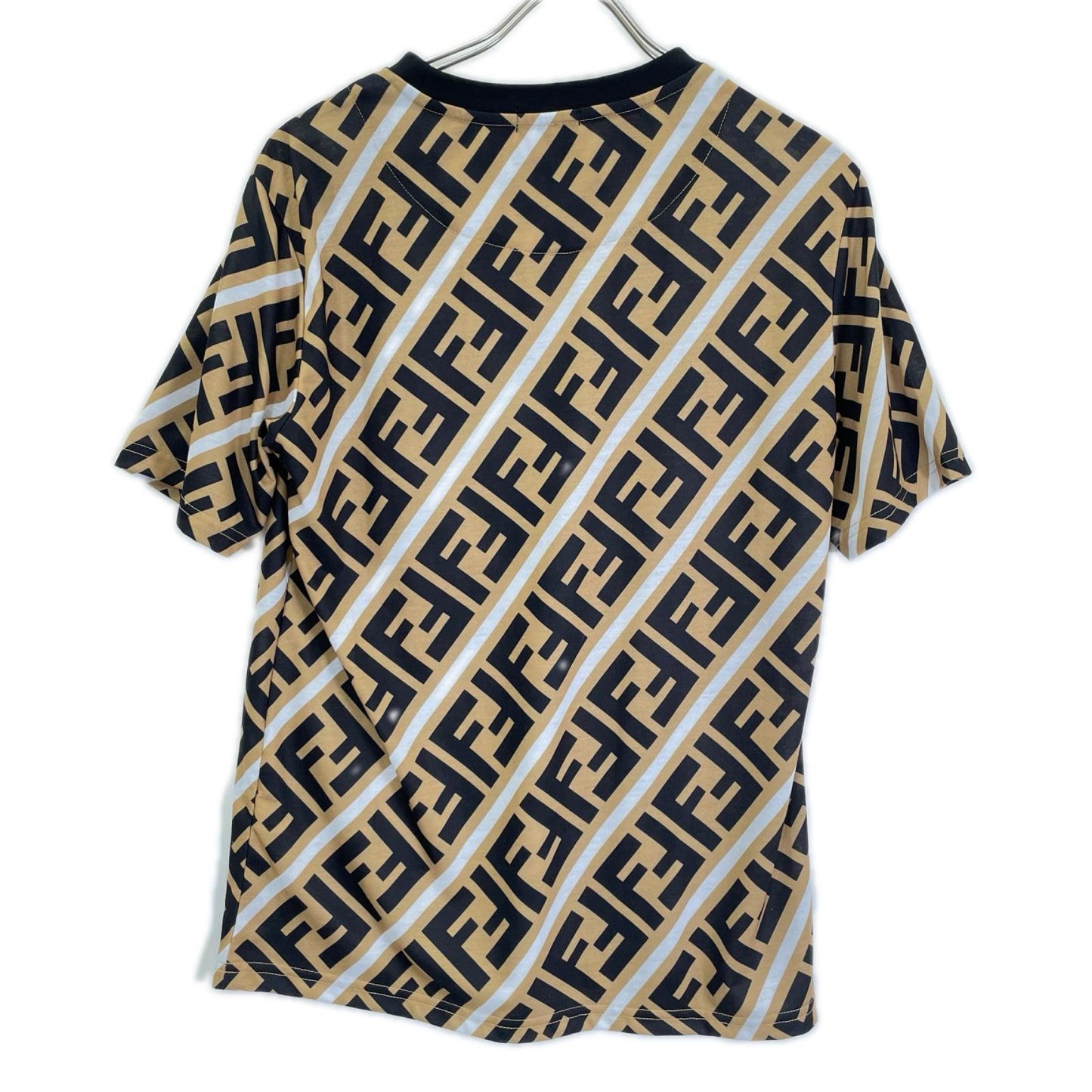 FENDI Zucca All-Over Print Cotton T-Shirt Brown Size M