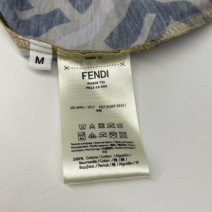 FENDI Zucca All-Over Print Cotton T-Shirt Brown Size M