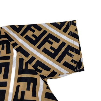 FENDI Zucca All-Over Print Cotton T-Shirt Brown Size M