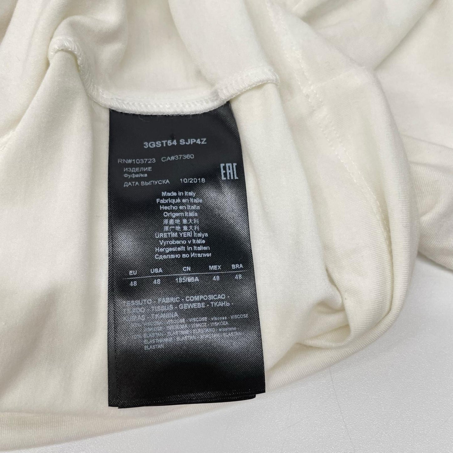 GIORGIOARMANI Logo Design Viscose T-Shirt White Size 48