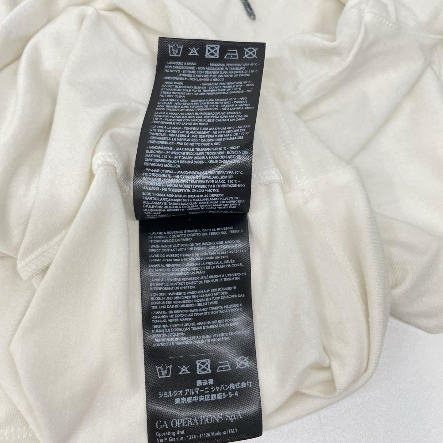 GIORGIOARMANI Logo Design Viscose T-Shirt White Size 48