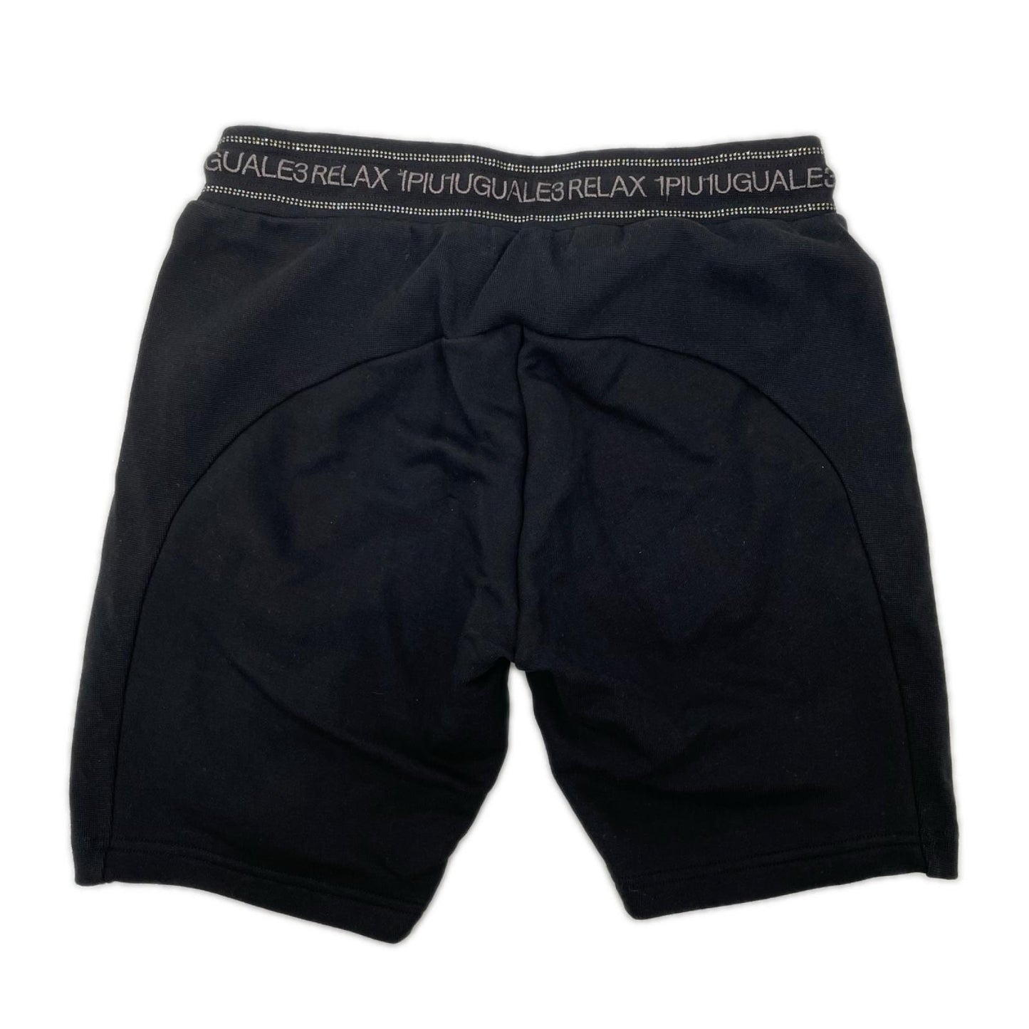 RELAX Glossy Embroidered Logo Sweat Shorts Black Sweatshirt Size S