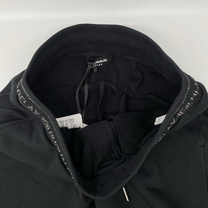 RELAX Glossy Embroidered Logo Sweat Shorts Black Sweatshirt Size S