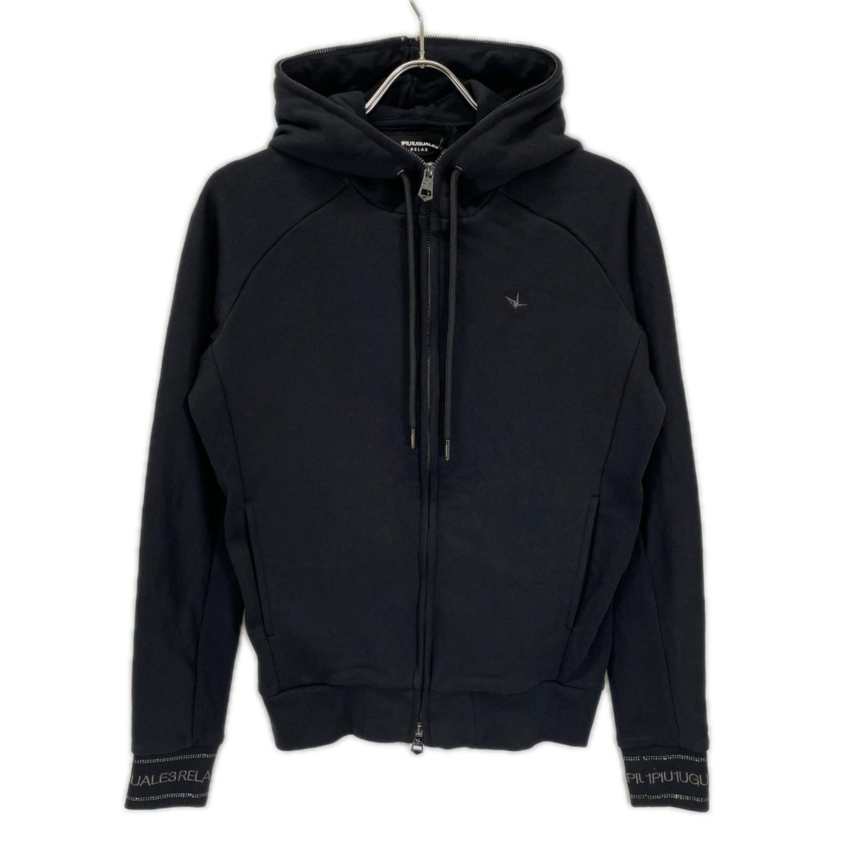1piu1uguale3 USO-26080 Glossy Logo Hoodie Black Size S