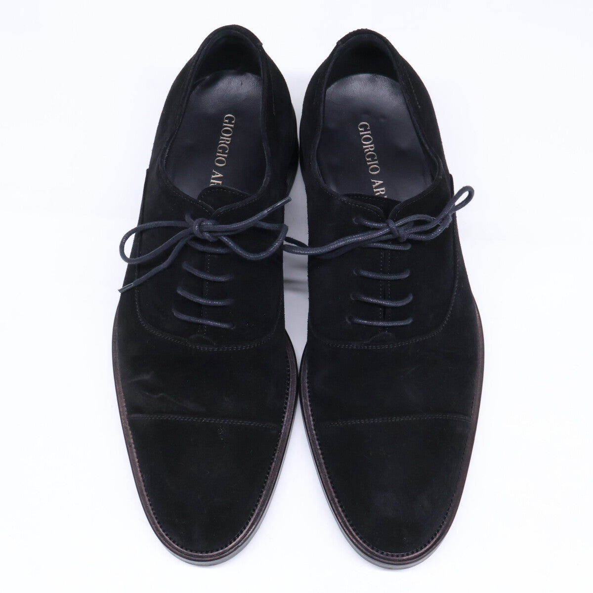 GIORGIOARMANI Suede Straight Tip Sneakers Black Size EU 40