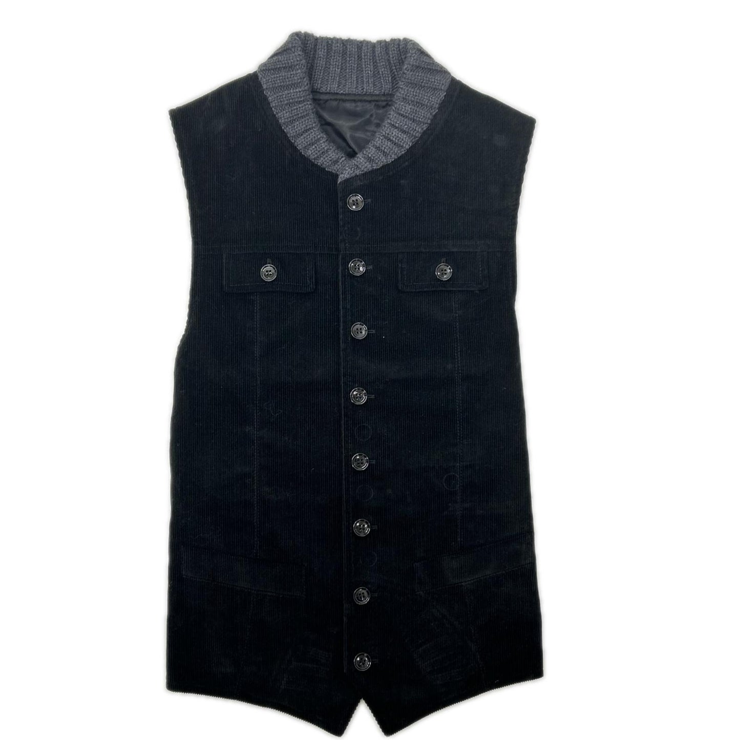 DOLCE&GABBANA Black/Gray Corduroy Knit Vest Size 48