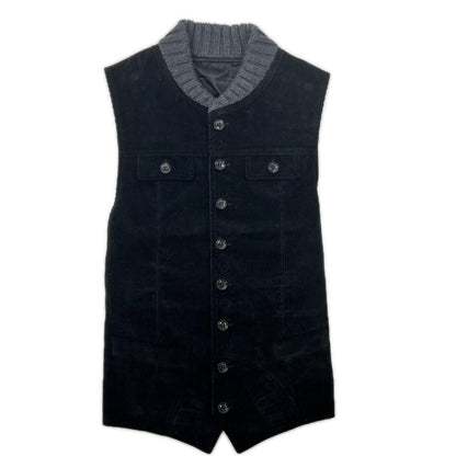 DOLCE&GABBANA Black/Gray Corduroy Knit Vest Size 48