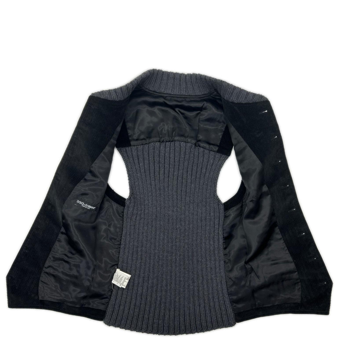 DOLCE&GABBANA Black/Gray Corduroy Knit Vest Size 48