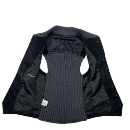 DOLCE&GABBANA Black/Gray Corduroy Knit Vest Size 48