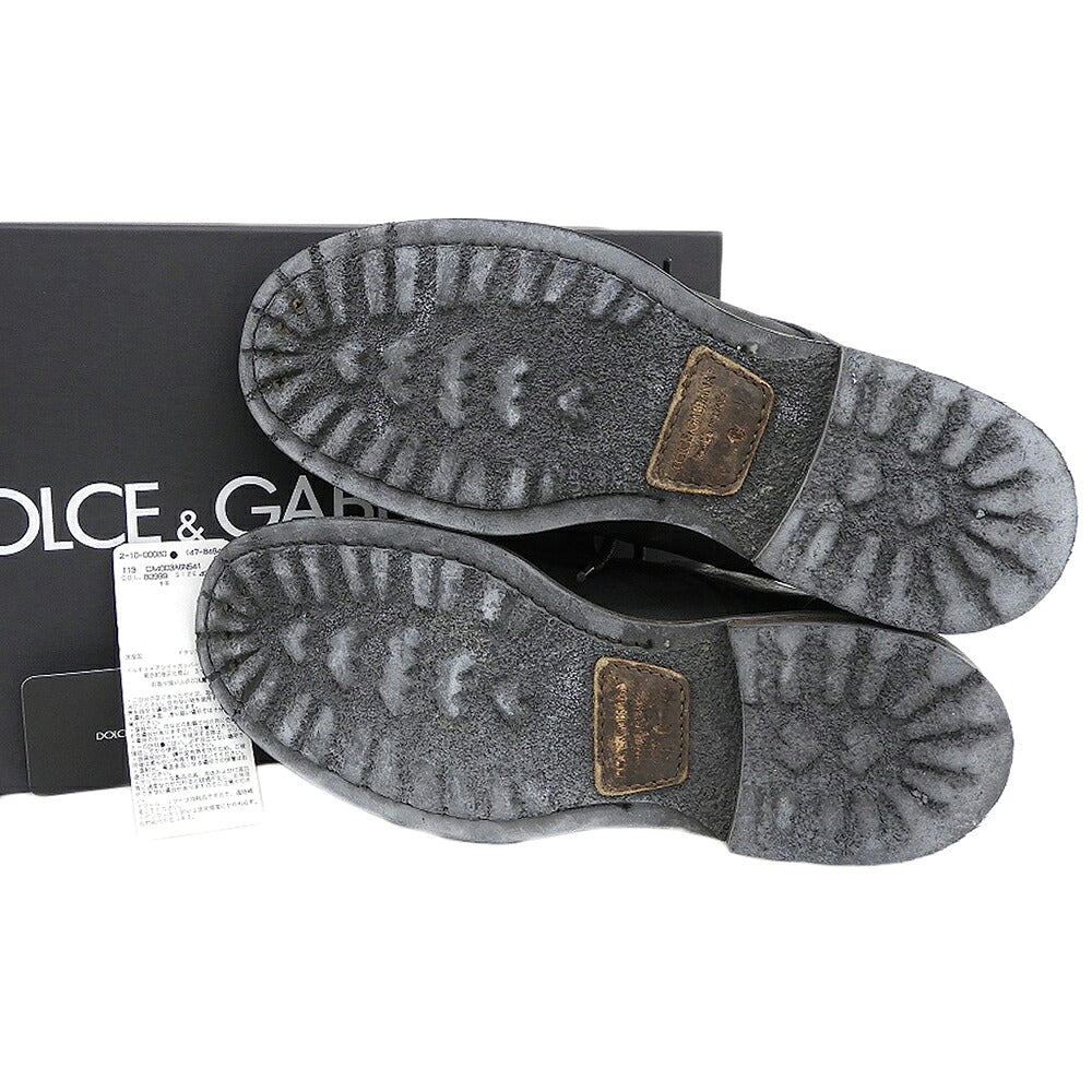 DOLCE&GABBANA 4-Hole Leather Sneakers Black Size 6