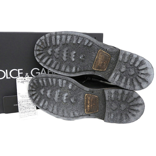 DOLCE&GABBANA 4-Hole Leather Sneakers Black Size 6