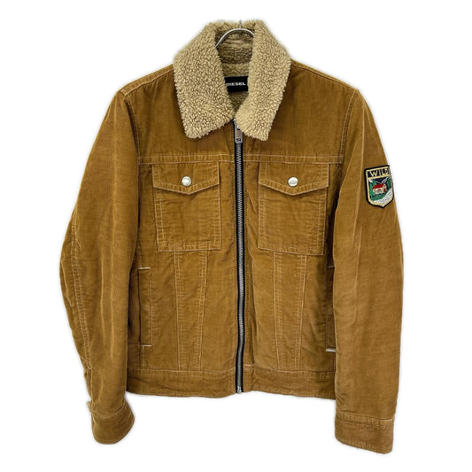 DIESEL Boa Corduroy Zip-Up Jacket Brown Cotton Size S