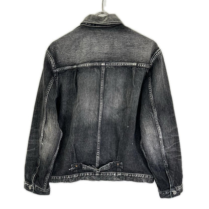 EVISU Black Seagull Print Denim Trucker Jacket Size S