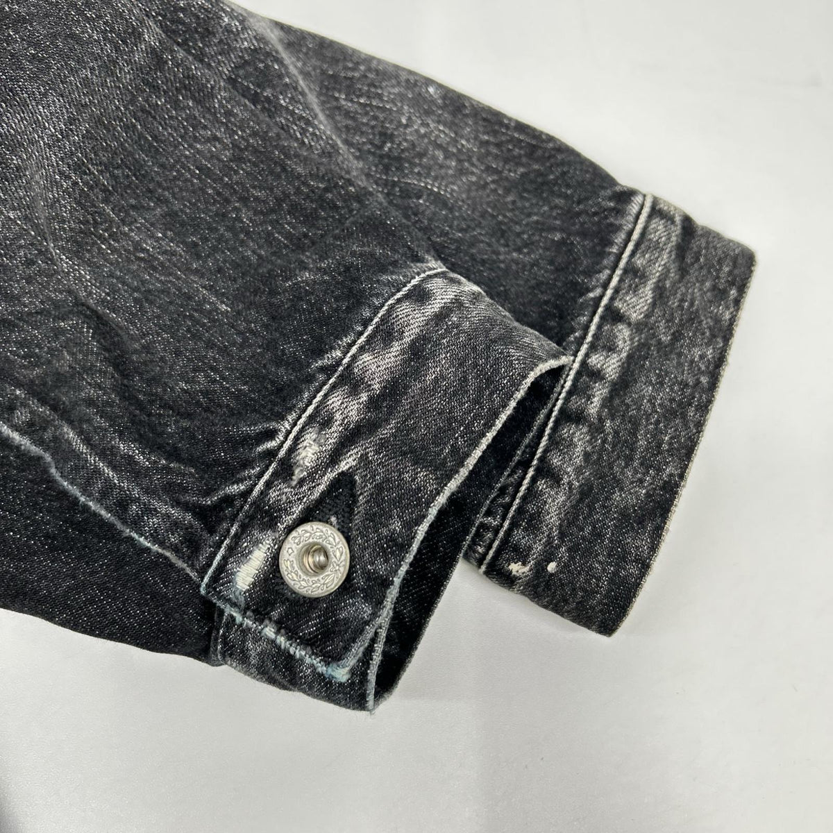 EVISU Black Seagull Print Denim Trucker Jacket Size S