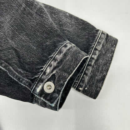 EVISU Black Seagull Print Denim Trucker Jacket Size S