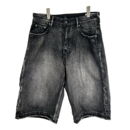EVISU Black Distressed Daikoku Print Denim Shorts Size 32