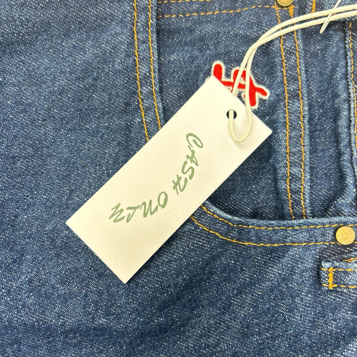 CASH ONLY Indigo Logo Baggy Denim Jeans Size L