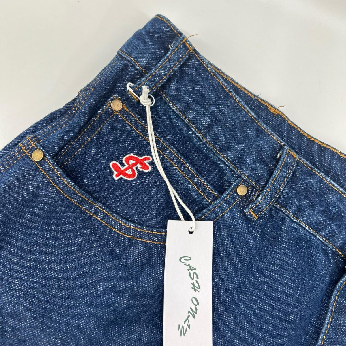 CASH ONLY Indigo Logo Baggy Denim Jeans Size L