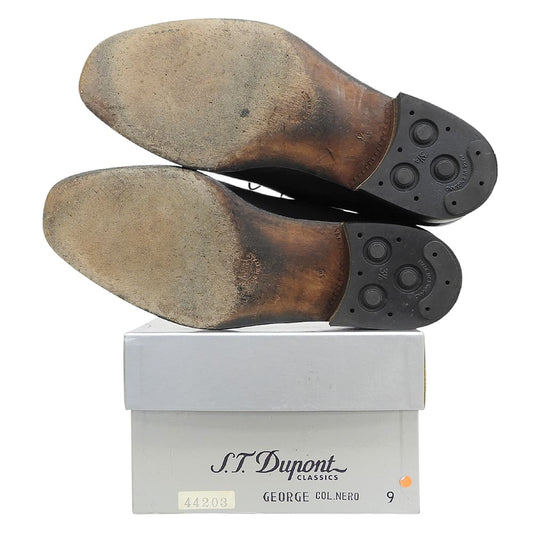 S.T. Dupont Black Leather Plain Toe Sneakers Size 9