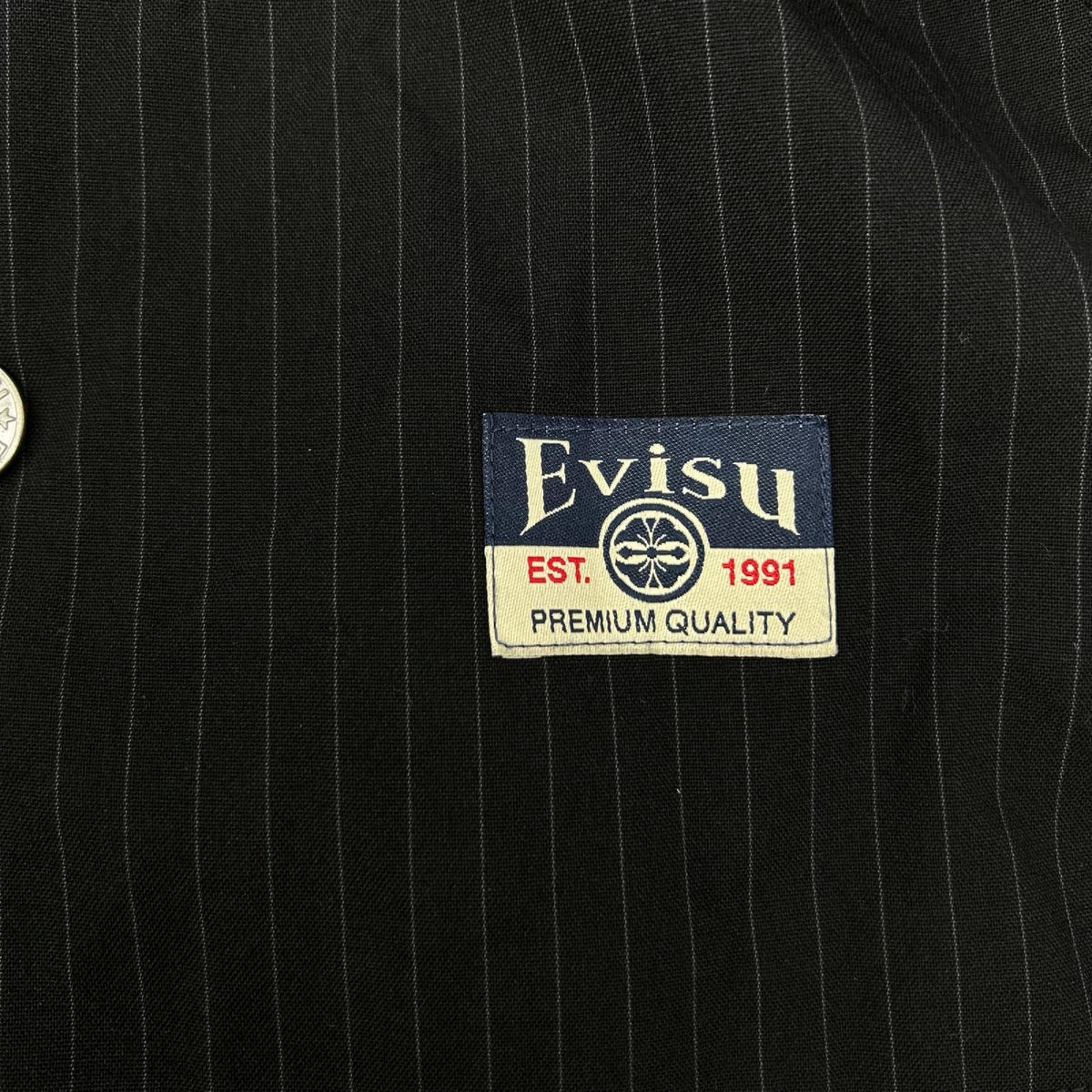 EVISU Black Logo Slogan Emb. Stripe Coach Jacket Size M
