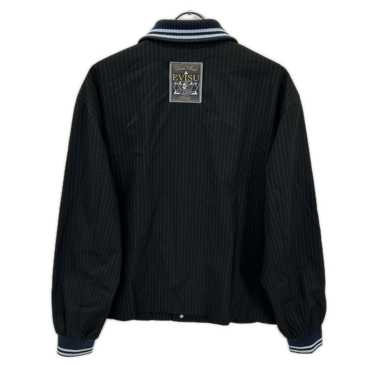 EVISU Black Logo Slogan Emb. Stripe Coach Jacket Size M