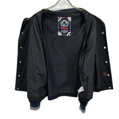 EVISU Black Logo Slogan Emb. Stripe Coach Jacket Size M