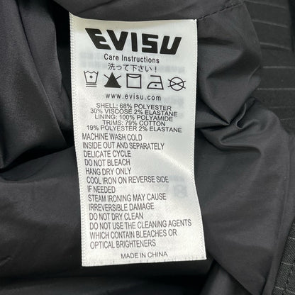 EVISU Black Logo Slogan Emb. Stripe Coach Jacket Size M