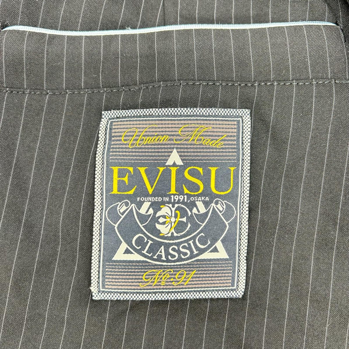 EVISU Black Seagull Emb. Stripe Tapered Woven Pants Size XL