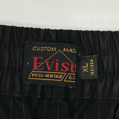 EVISU Black Seagull Emb. Stripe Tapered Woven Pants Size XL